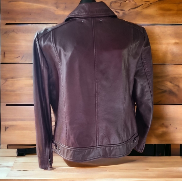 Marc Cain Wine Coloured Leather Jacket - Picture 2 of 16